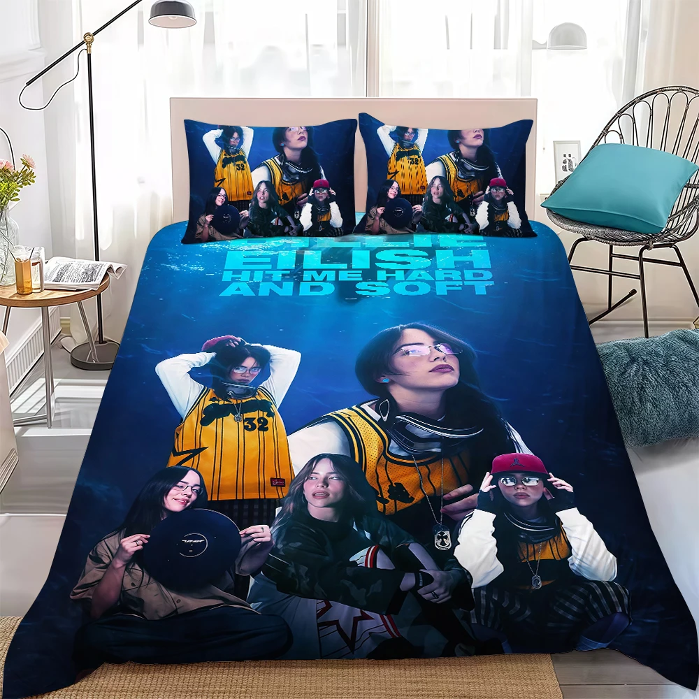 E-EilishS Singer B-BillieS Duvet Cover Set Soft Wash Bed 3 Piece Summer Comfortable Student Dormitory Home Baby Bedding Seller