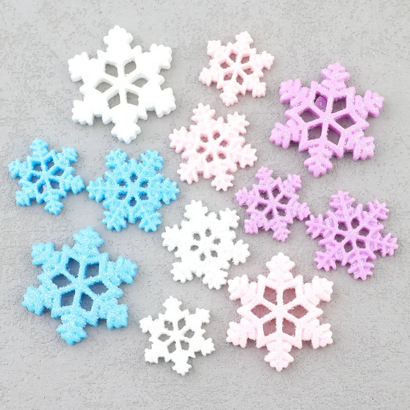 5pcs Glitter Snowflake Christmas resin flatback diy kawaii resin accessories crafts materials scrapbooking embellishment