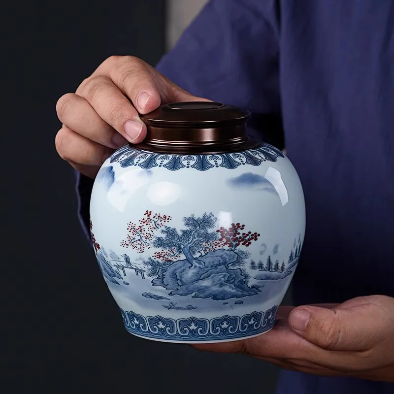 

Креативные синие и белые фарфоровые чайные банки, керамические банки для конфет, китайские многофункциональные кофейные зерна, коробка для хранения лекарственных трав