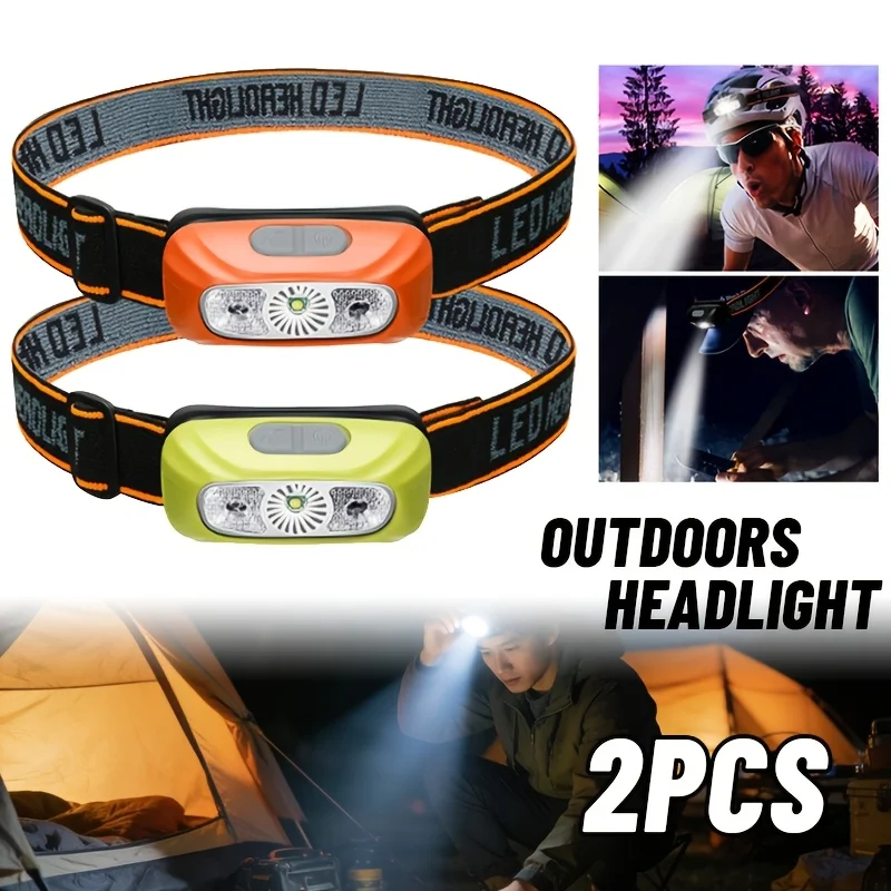 مصباح رأس ليد قوي محمول مع مستشعر مصباح رأس قابل لإعادة الشحن عبر يو اس بي مصباح يدوي للتخييم والصيد إضاءة طوارئ