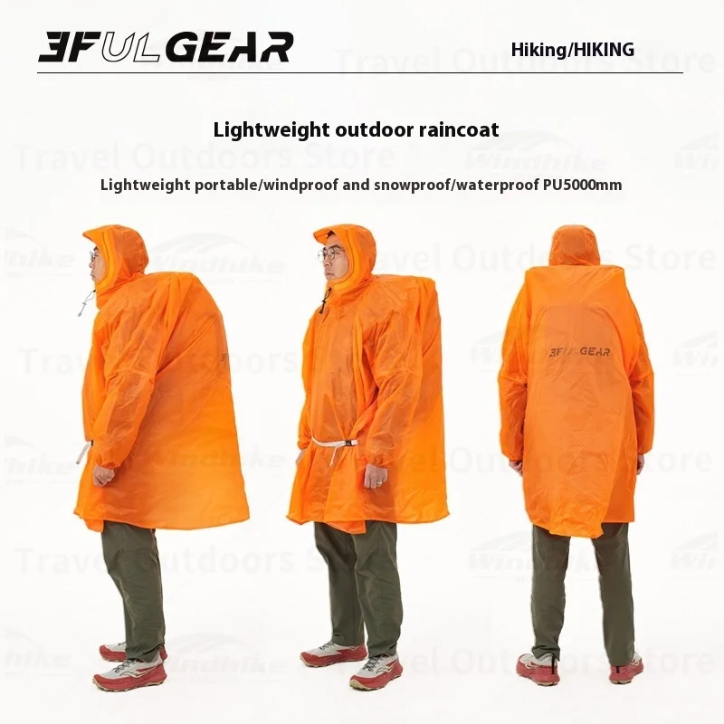 3F UL GEAR 2026 Hiking Raincoat Long Sleeved Rain Poncho Women/Men 210T/15D Ultralight Outdoor Hooded Rain Coat With Storage Bag - view 6