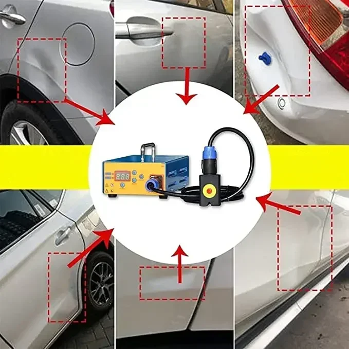 Auto body hail with low-cost paint dent-free removal induction kit