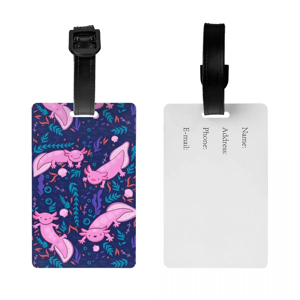 Custom Cute Salamander Animal Axolotls Luggage Tags Custom Baggage Tags Privacy Cover ID Label