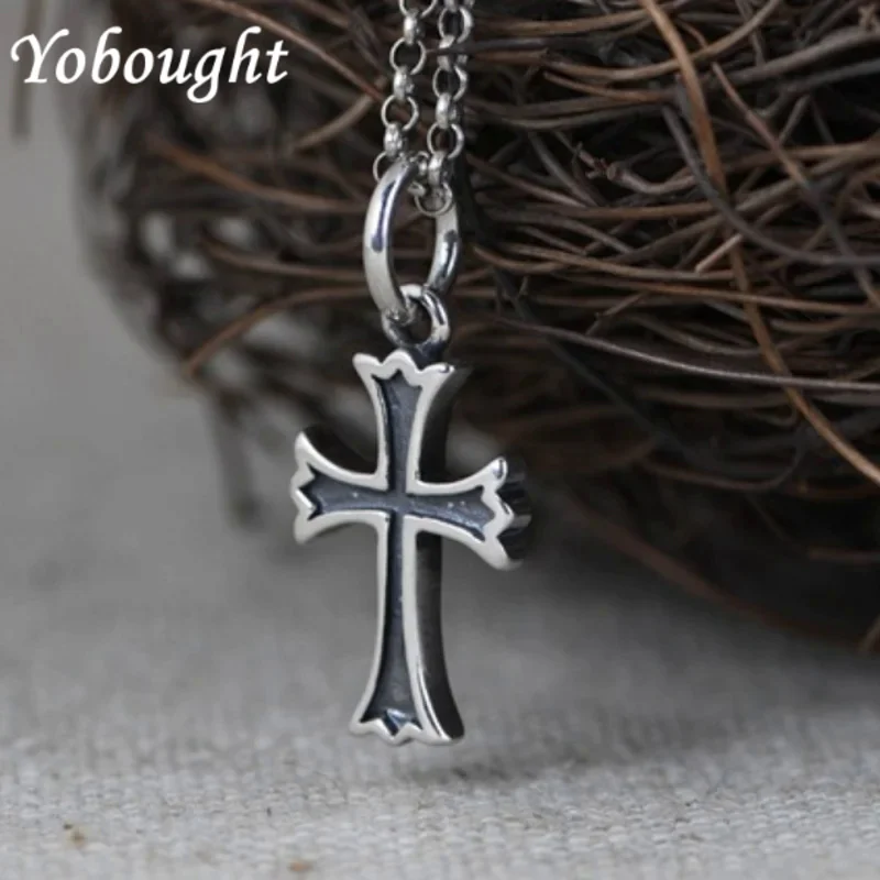 

New Real S925 Silver Fashionable Cross Pendant For Women Simple And Compact Punk Style Jewelry Accessories Free Shipping