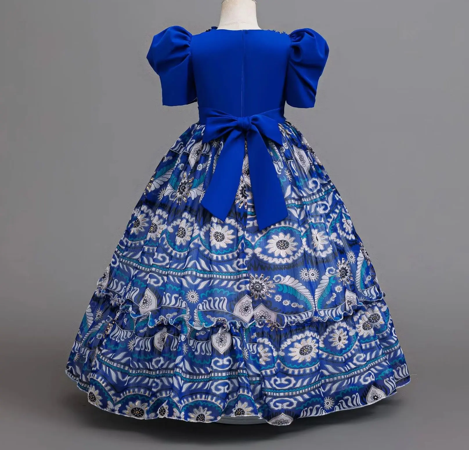 New Girl Evening Dresses Beading Chiffon Children Formal Dress for Party Girls' Print Clothes