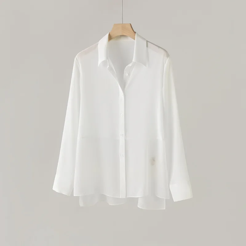 Birdsky, 1PC Women long shirts top patchwork sun protect shirt 100% mulberry silk 3 color, S-1032