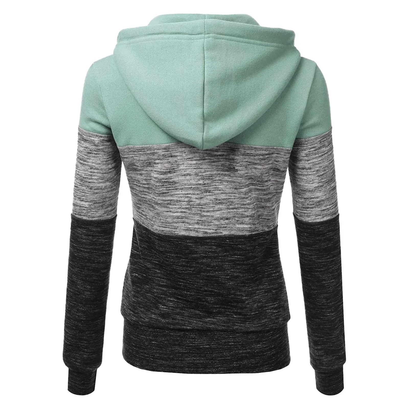 Chaqueta deportiva de manga larga para mujer, de retales jersey con capucha, abrigo informal ajustado con cremallera para exteriores, moda de otoño