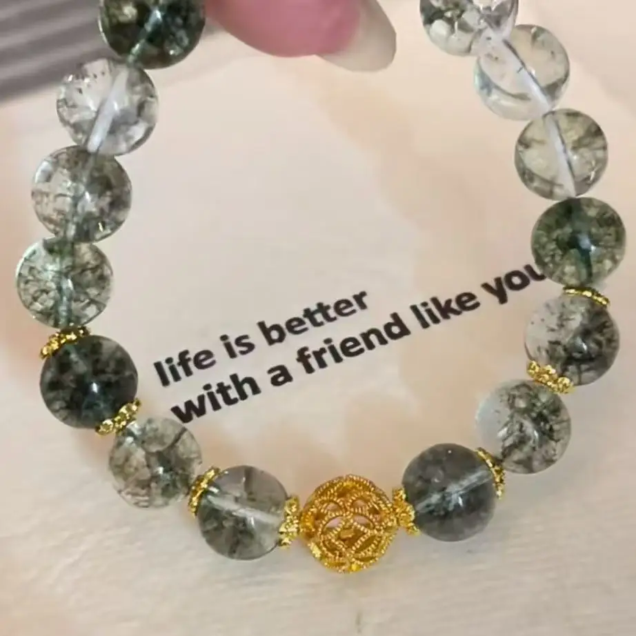 Green Ghost Crystal Bracelet Hydrangea Hand String Quartzite Natural Stone Women's Ins Simple Light Luxury Niche Design Gentle