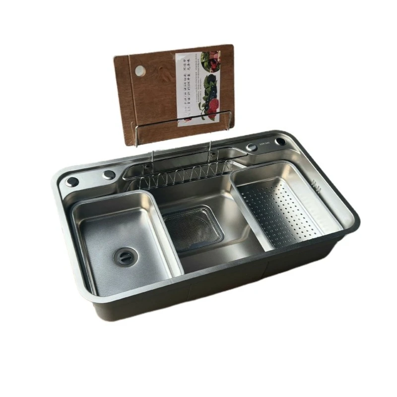 Large single slot thickened 3D small rice grain embossed kitchen vegetable basin