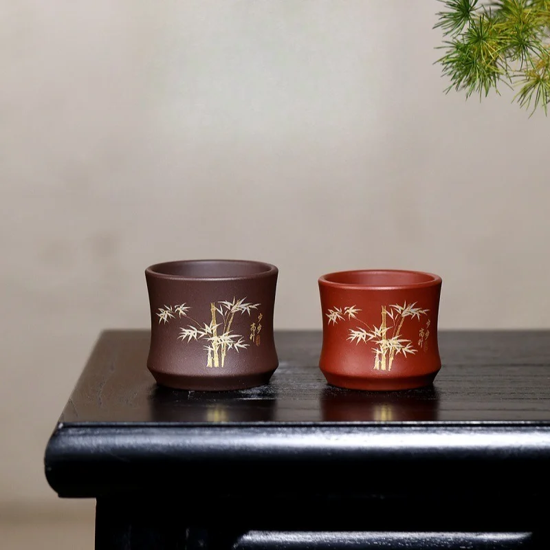 Gilded Ceramic Teacup Rising Step Pattern Kung Fu Tea Tasting Cup For Household Personal Single Daily Drinking Drinkware