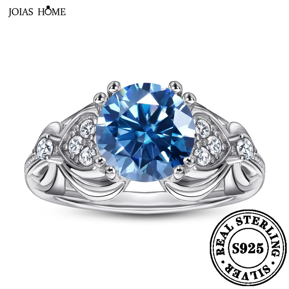 

JOIAS HOME Silver 925 2CT D Color Moissanite Jewel Ring For Women's Fashion Elegant Valentine's Day Anniversary Birthday Gift