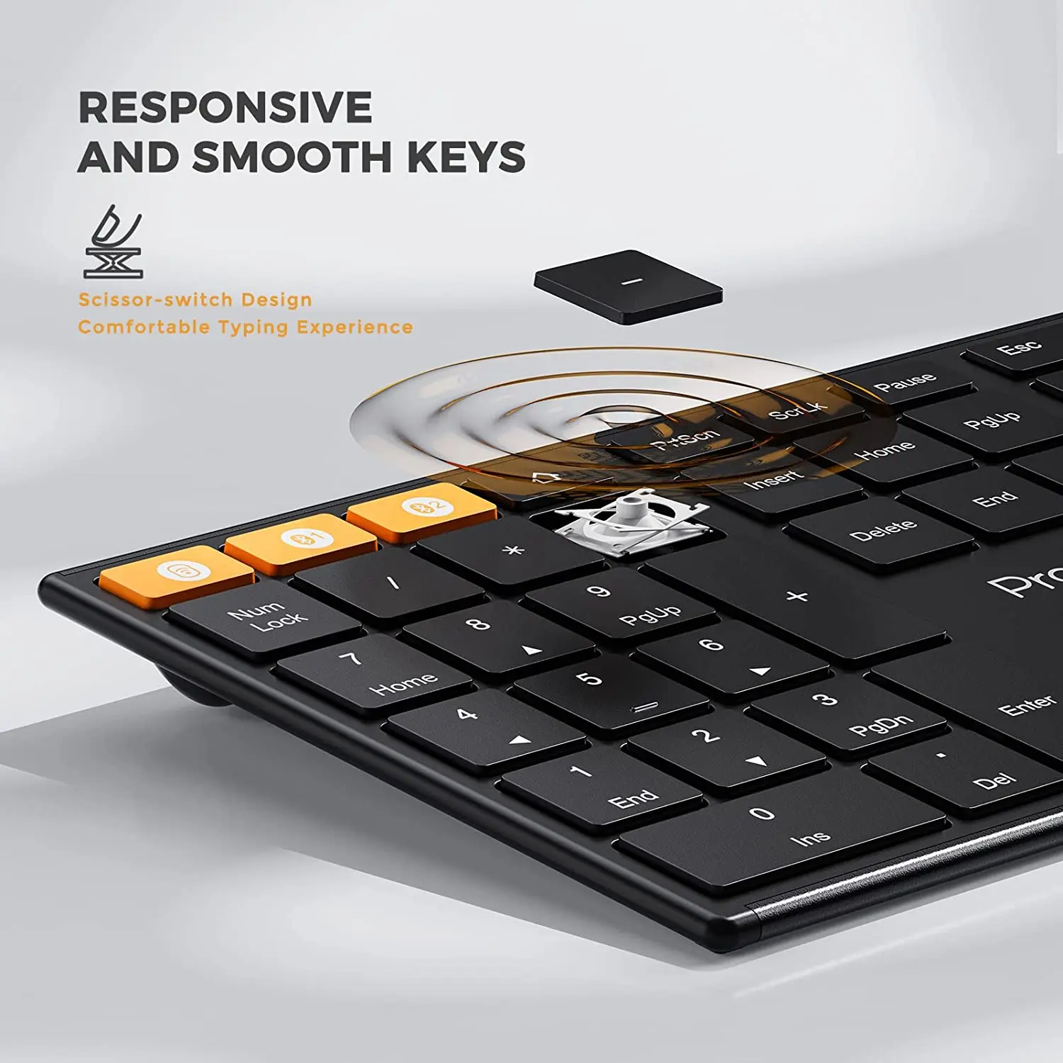 ProtoArc XK21 2.4G Wireless Left-Handed Keyboard Bluetooth Key board Ultra-Thin Rechargeable Keyboards with Three Multi-Devices