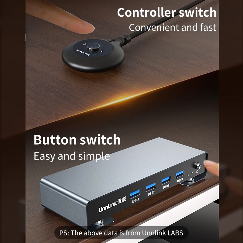 Unnlink 8K 60 Гц HDMI KVM-переключатель USB3.0 4K при 120 Гц 2K при 144 Гц KVM-переключатель 2 ПК Совмест 1 монитор, принтер, клавиатура, мышь