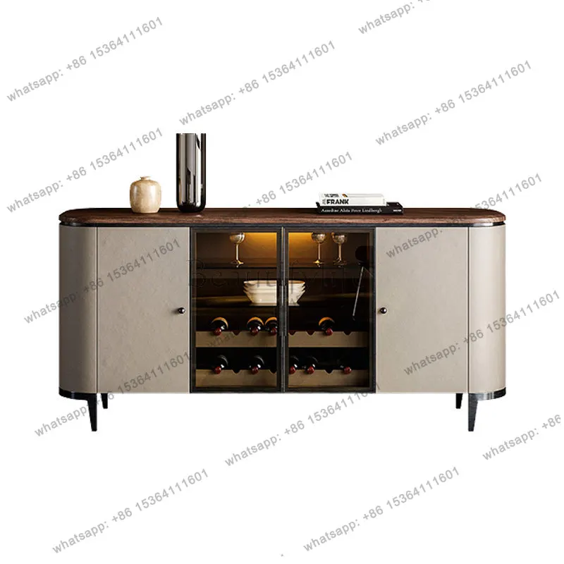

Italian light luxury dining side cabinet high-end solid wood minimalist living room wall storage wine cabinet