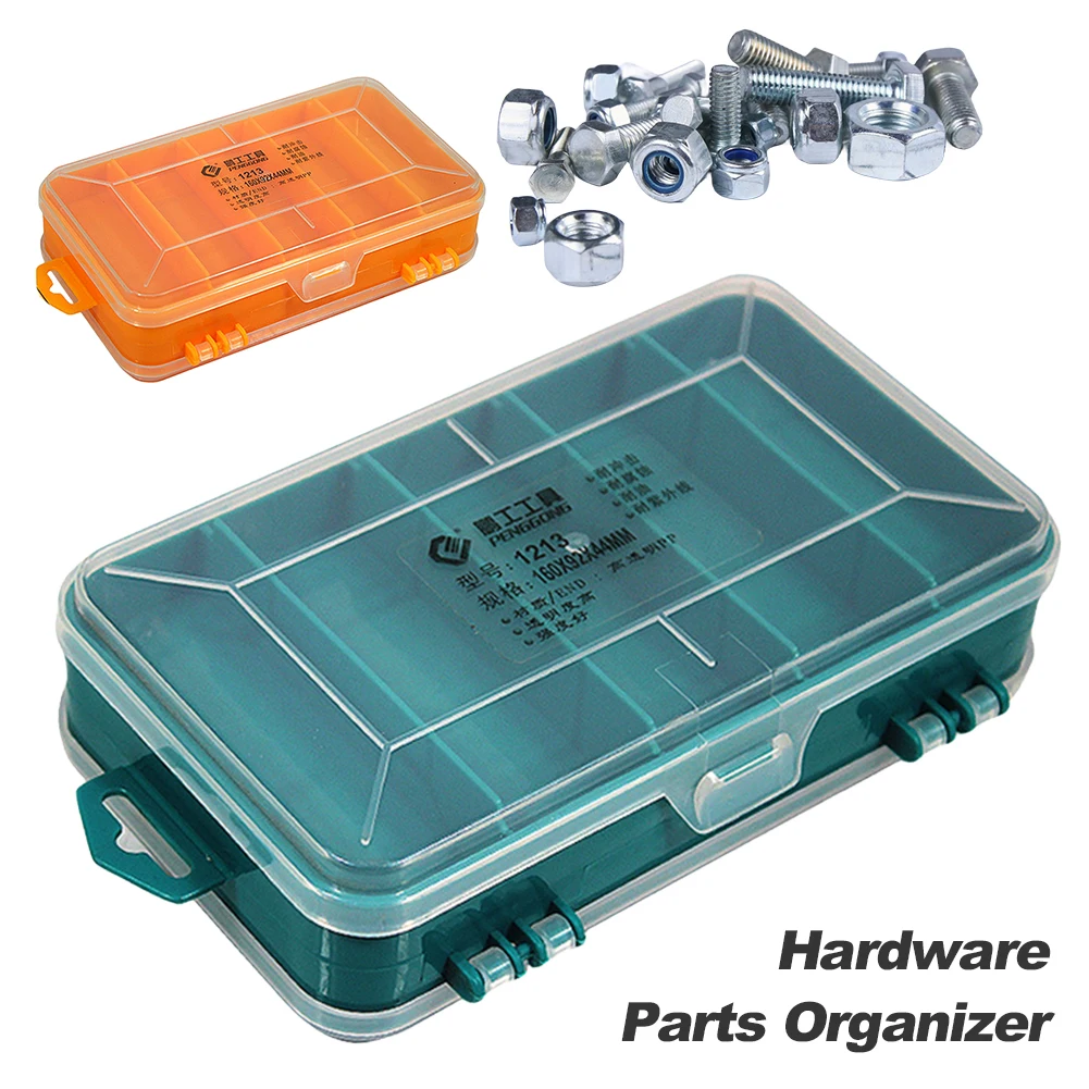 Double-Side Screws Storage Box Transparent Plastic Rectangle Box Case Multifunctional for Nuts Bolts Screws Nails Small Hardware