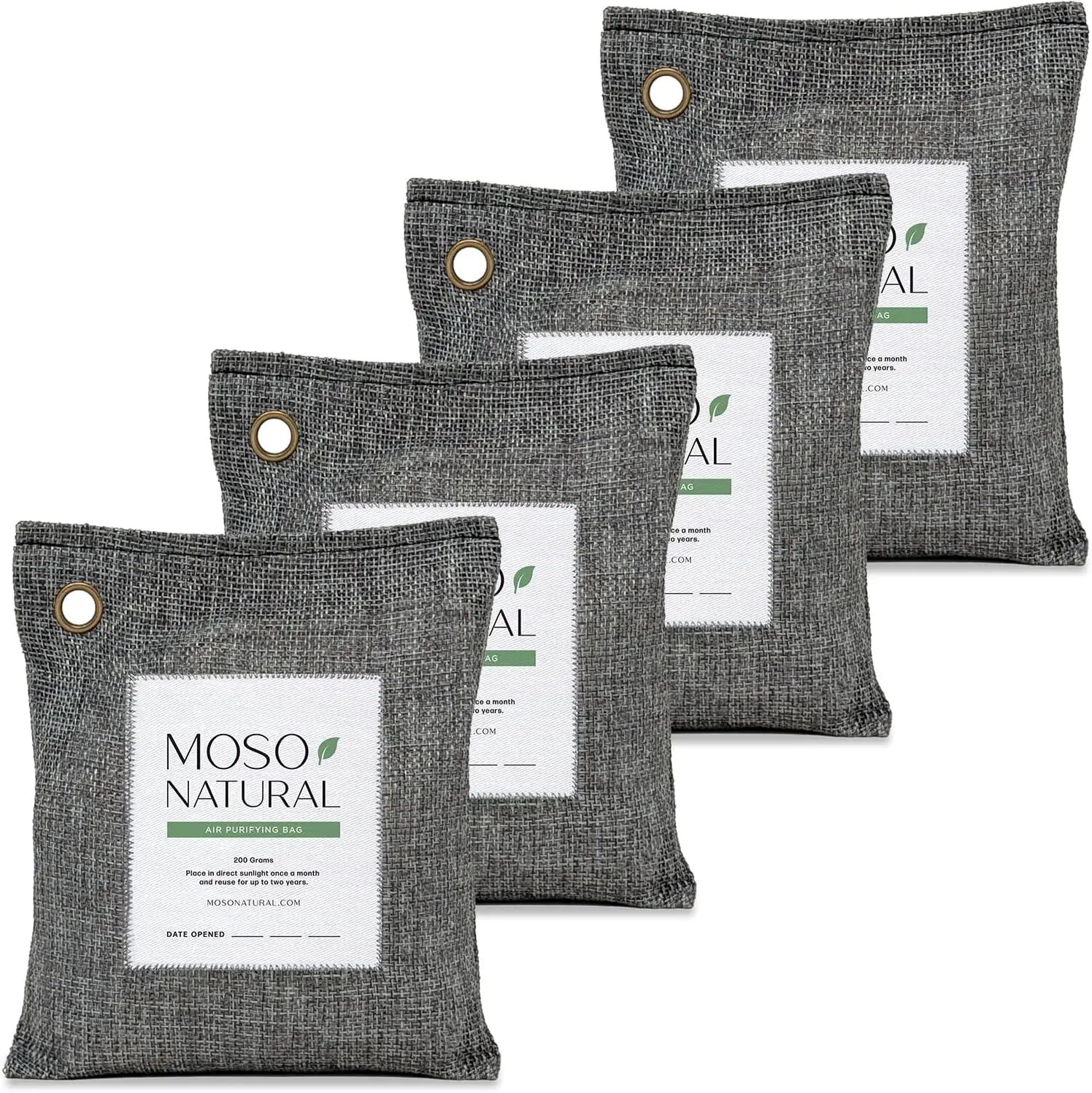 

Natural Charcoal Air Purifying Bags 200g (4 Pack) Odor Absorber for Home Car Closet