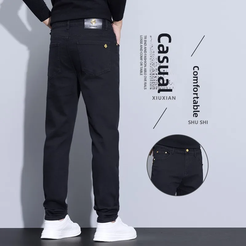 

Роскошные мужские джинсы Outlet, оригинальные товары для хвоста, джинсовые джинсы премиум-класса со средней талией, эластичные прямые брюки, большие размеры, весна 2026