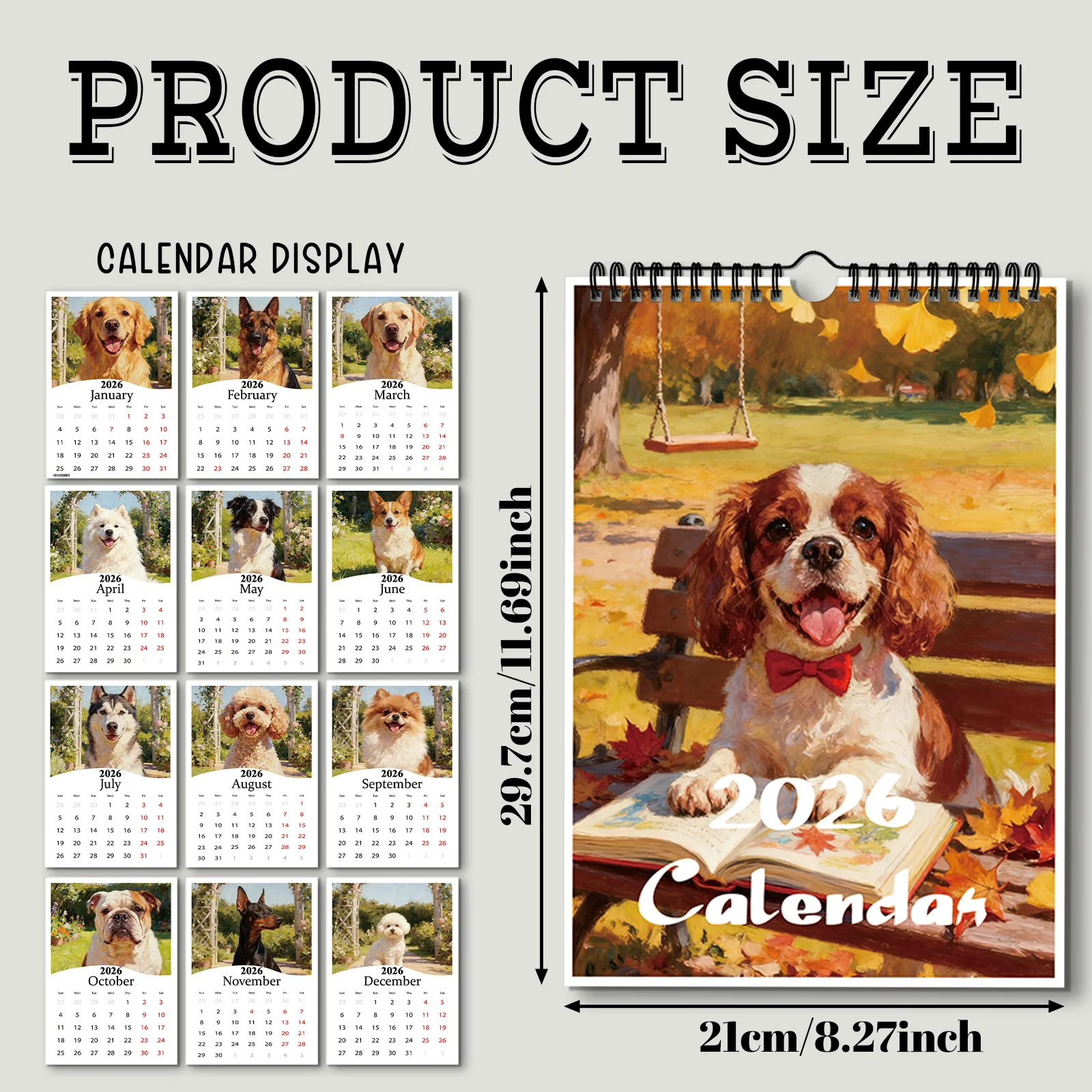 Calendario a tema cane 2026 da 1 pezzo, adatto per la visualizzazione delle date e la decorazione della casa, perfetto per gli amanti dei cani e un simpatico regalo in stile di vita