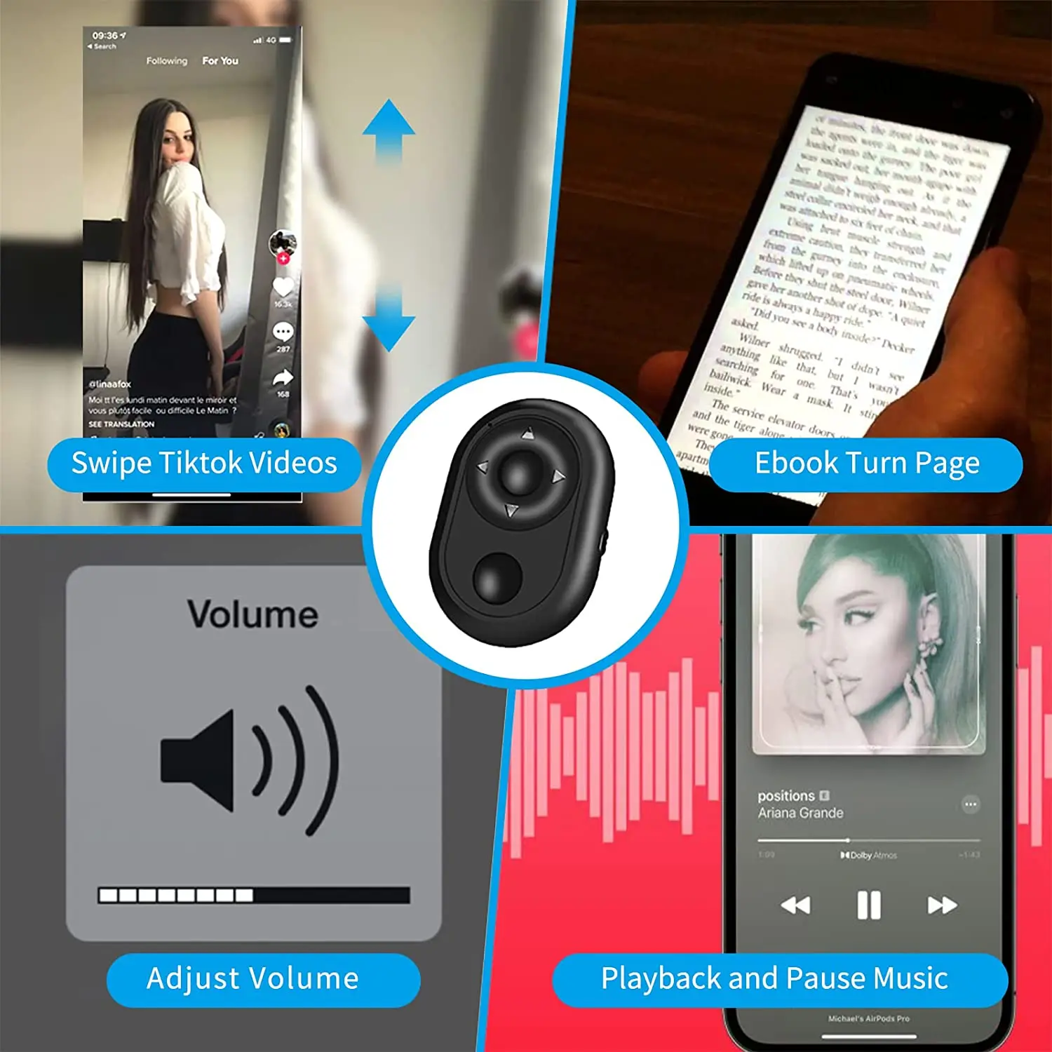 Bluetooth Remote Shutter Control Multifunctional Remote for iPhone Android Wireless Shutter for Vlog TikTok Volume Control