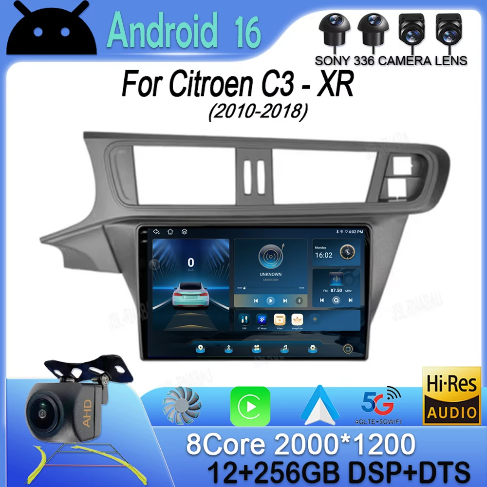 

Android 16 For Citroen C3 - XR 2010-2018 Car Auto Carplay Radio Screen Stereo Multimedia Player 4G WIFI GPS Navigation Head Unit