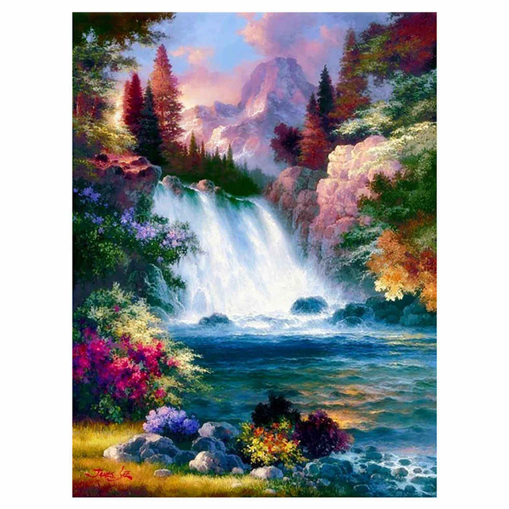 LZAIQIZG 5D DIY Diamond Painting Grand Sight Waterfall Diamond Embroidery Landscape Cross Stitch Handicraft Decoration For Home