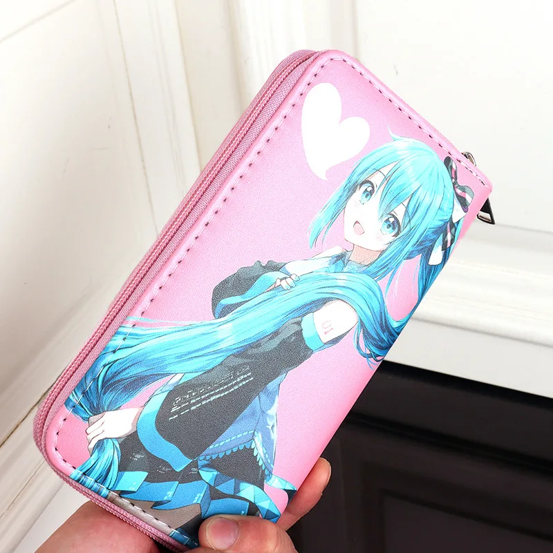 Hatsune Miku Kawaii Wallets for Woman Cute Cartoon Coin Purse Large Capacity Multi-card PU Leather Girls ID Card Long Wallets