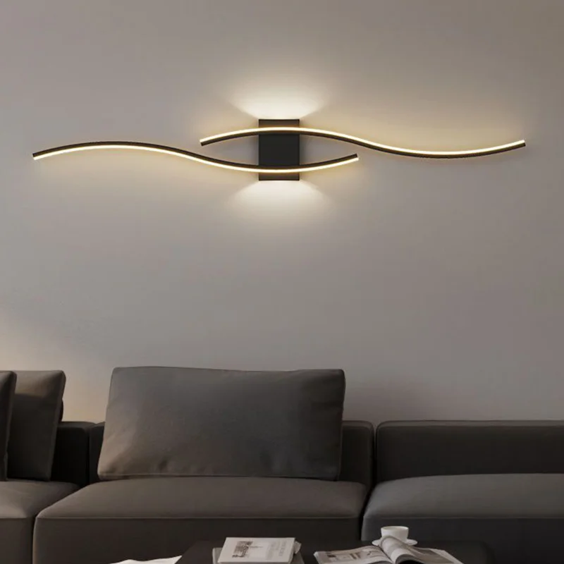 Applique Murale LED au Design Minimaliste Moderne, Luminaire Décoratif d\'Nik, Disponible en Noir et Blanc, Idéal pour un Salon ou une Chambre à