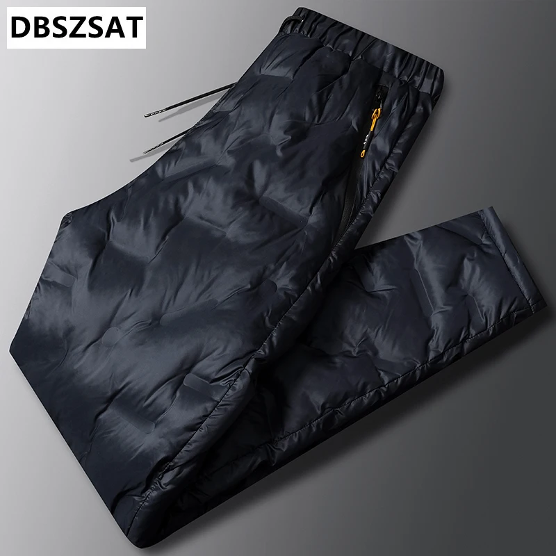 

80% White Duck Down Padded Thicken Winter Warm Down Pants Men Joggers Sportswear Sweatpants Thermal Down Trousers