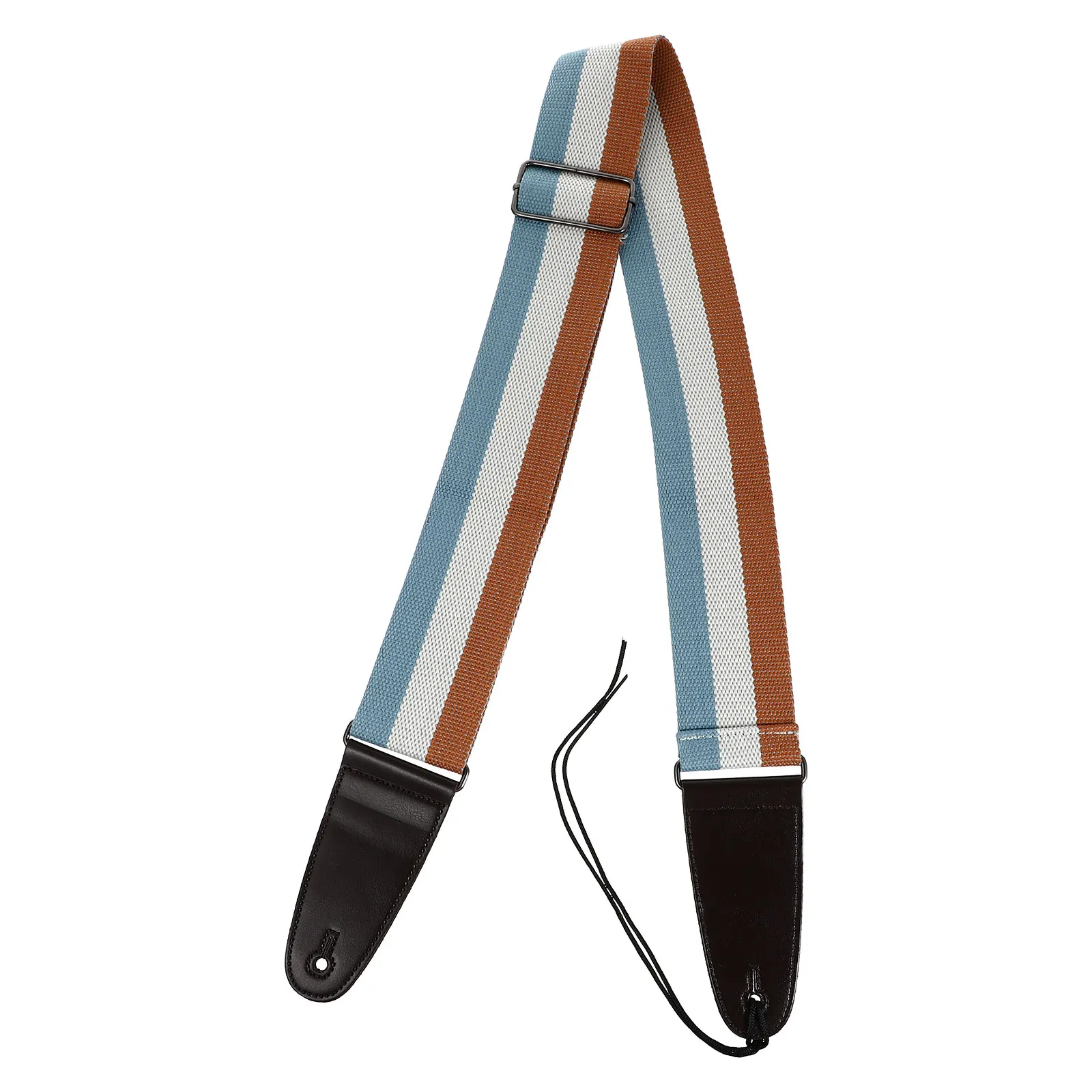 

Guitar Strap PU Instrument Lanyard Cotton Striped Adjustable Practical Blue Sturdy