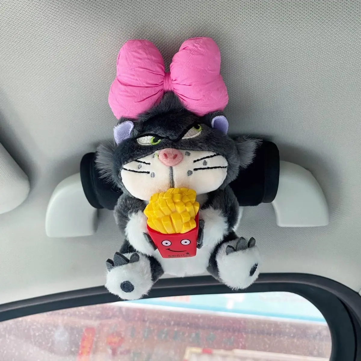 Car Handle Protector Decoration Cartoon Cute Cat French Fries Burger Universal Car Roof Handle Sleeve Car Accessories For Girls