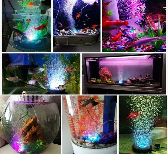 LED Aquarium Air Bubble Light Fish Tank Light เปลี่ยนสีสันสำหรับ Aquarium ดำน้ำโคมไฟถังปลาตกแต่งโคมไฟ