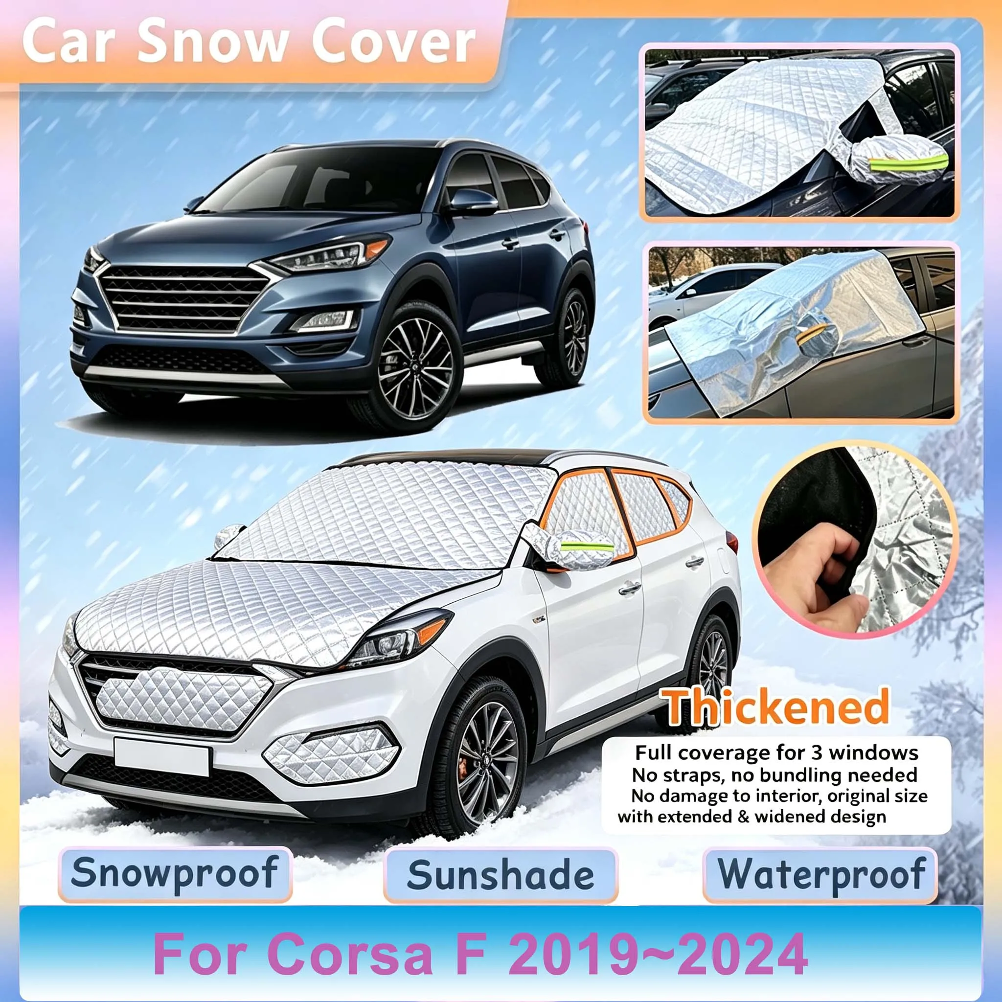 Winter Car Snow For Opel Corsa F P2JO 2019~2024 Vauxhall Corsa Cover Front Windshield Frost Sunshade Protect Shield Accessories