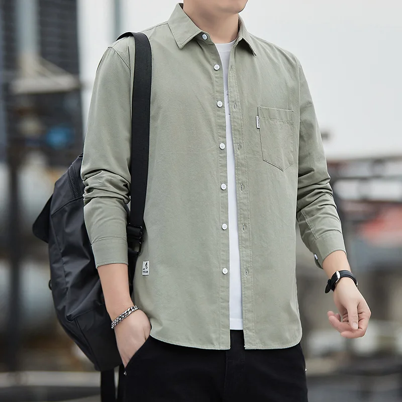 Spring Autumn Men Long Sleeve Shirt Jacket Thin Loose Business Casual Workwear Male Button Down Shirts for Men Daily Office Tops