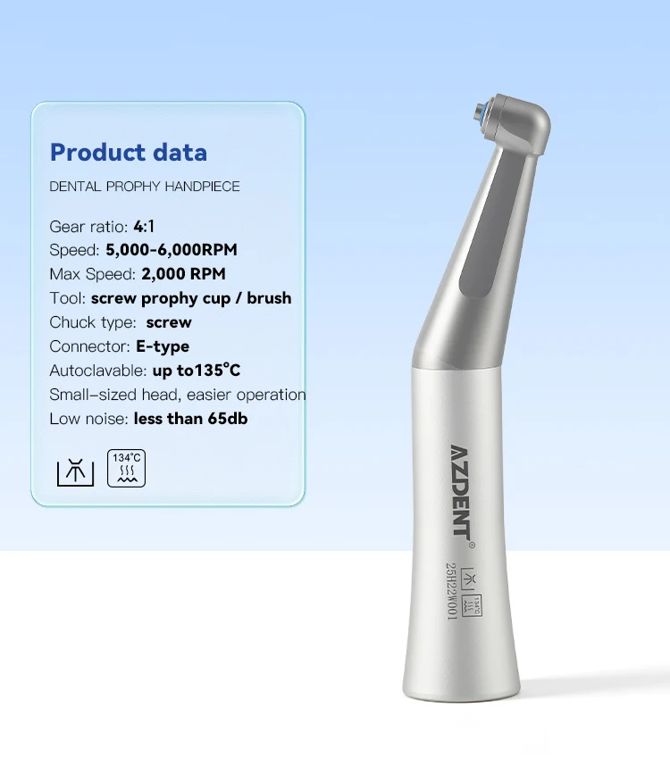 AZDENT Dental 4:1 Prophy Winkelstück mit niedriger Geschwindigkeit und Schraube, Prophy Cup-Bürste, kleiner Kopf, Zahnmedizin-Werkzeug-Instrument – Detail 6