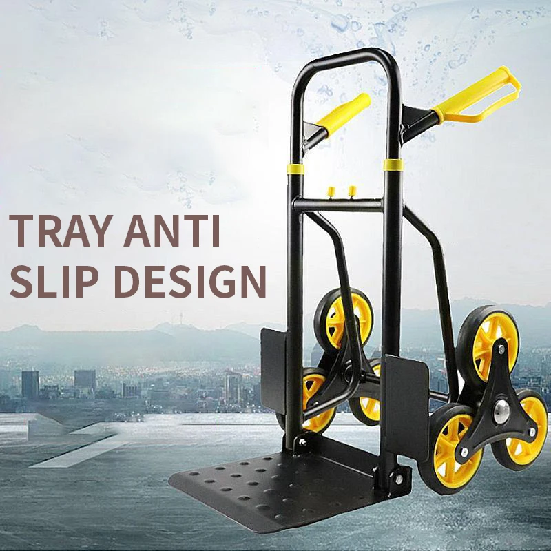Six Wheel Stair Climbing Hand Cart Folding Portable Loader Cargo Handling Small Trolley Helper