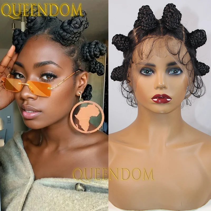 

Full Lace Synthetic Box Braid Wig For Black Women Knotless Bantu Knots Braided Dreadlock Wig Crochet Handmade Cornrow Braids Wig