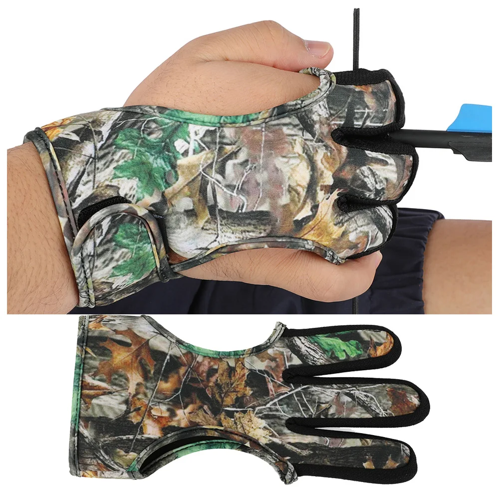 

3 Fingers Guard Camo/Stripe Diving Fabric Finger Tab Protective Gear for Bow Shooting Hunting Target Outdoor Sports Accessory