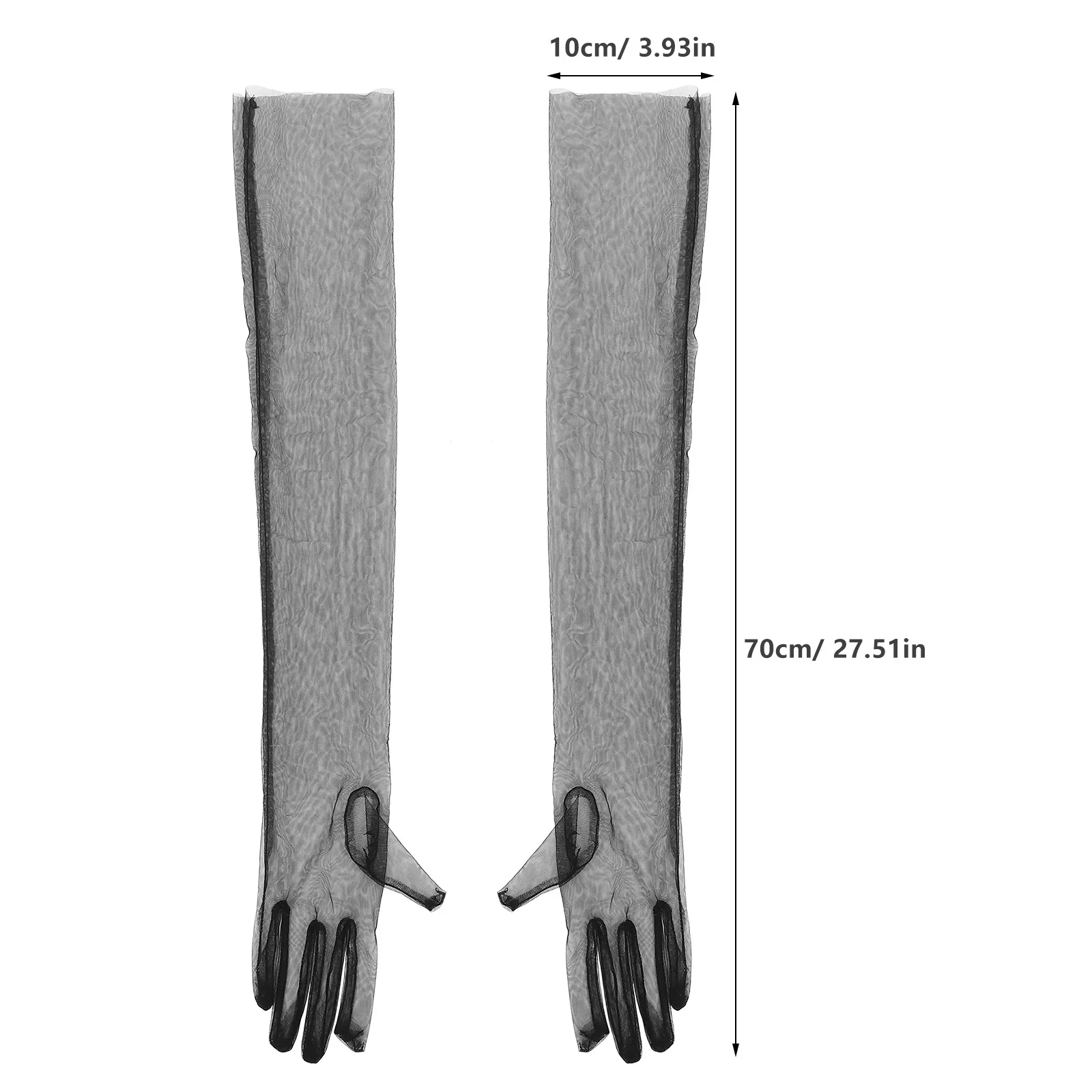 Pure Tule Handschoenen Ultra Lange Zwarte Mesh Bruiloft Bruids Formele Vrouwen Handschoenen Glamoureuze Gelegenheden Elegante Arm Rondingen Modieus