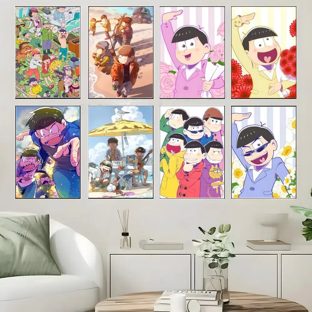 Comedy Anime O-Osomatsu San Poster Self-adhesive Art Waterproof Paper Sticker Coffee House Bar Room Wall Decor