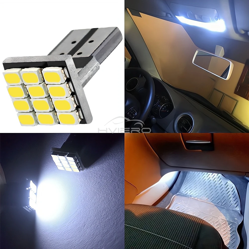 2/10 T10 W5W 12SMD 1206 mobil Wedge putih LED DC 12V Canbus dekoder tanpa kesalahan lampu eksternal pelat nomor lampu cadangan sudut Led