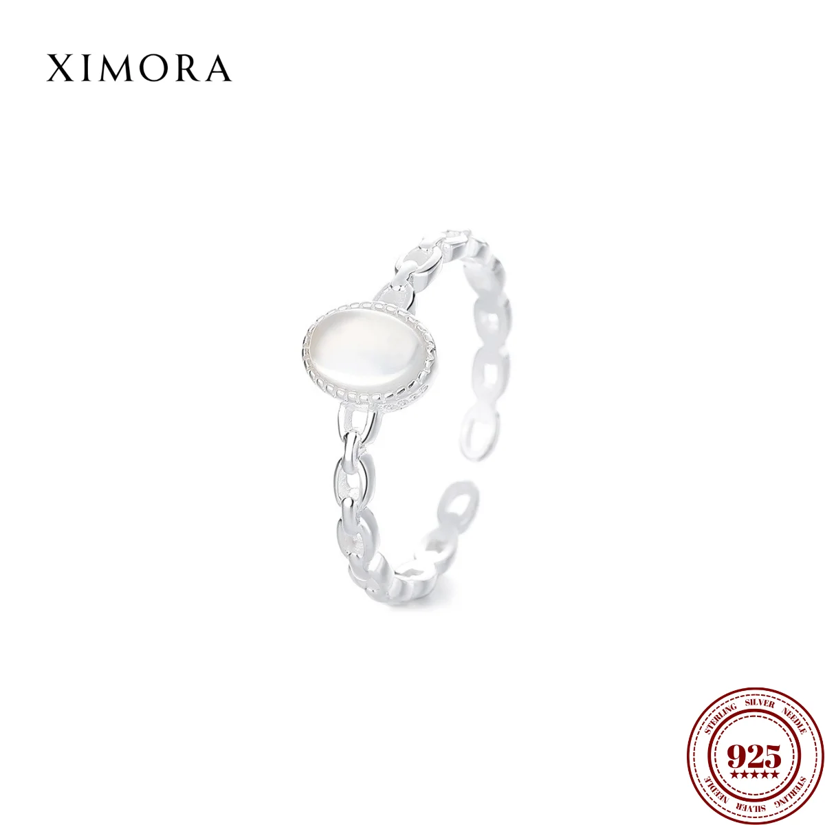 

S925 Sterling Silver Multi-Layer Crossed Lines Ring for Women Fashionable Delicate Open Band Ring White Agate Index Finger Ring