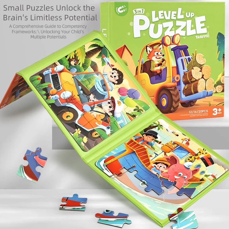 12/16/20 Buah Puzzle Jigsaw Magnetik Lipat Anak-anak Mainan DIY Puzzle Kartun Perjalanan Portabel Hadiah Mainan Puzzle Menarik untuk Anak-anak