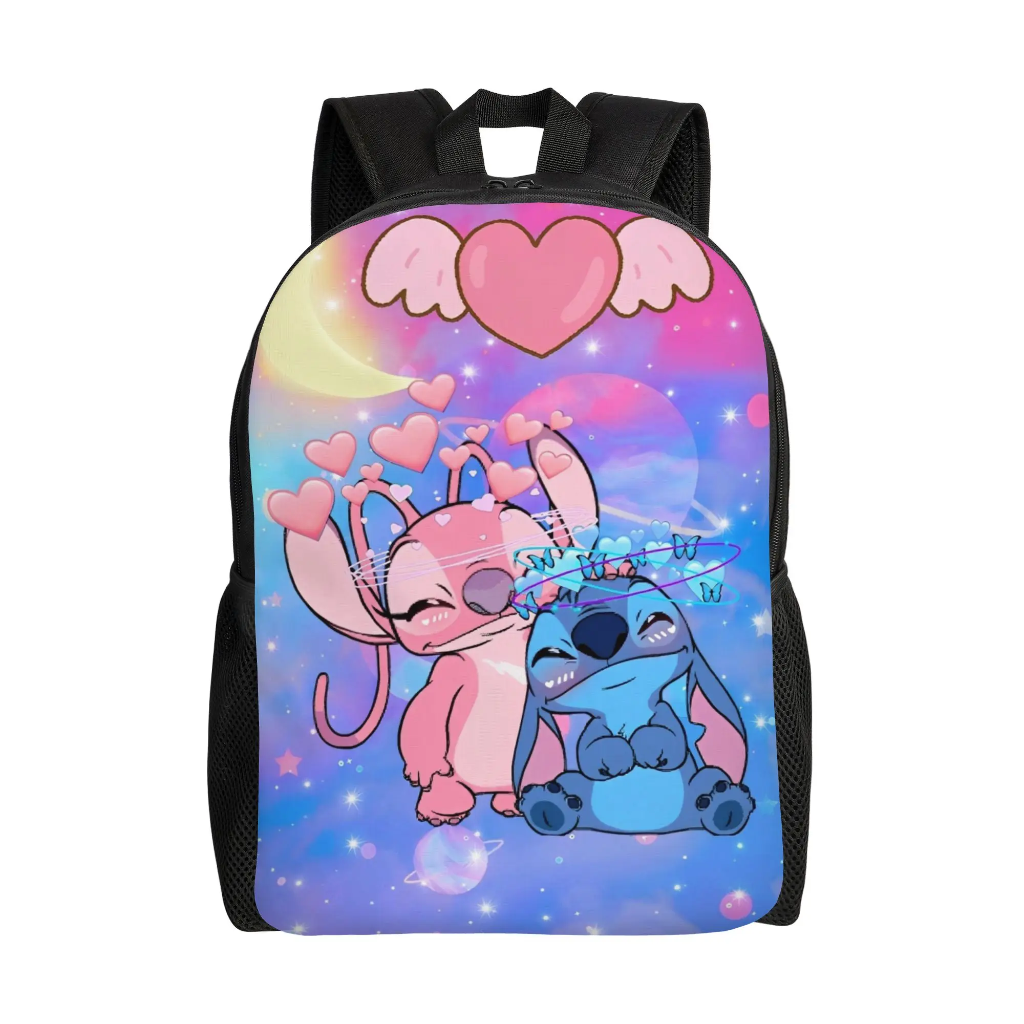

Рюкзак Loving Stitch and Angel для мужчин и женщин, стильный рюкзак для работы и учебы, сумка через плечо для ноутбука с мультяшным принтом, подарок