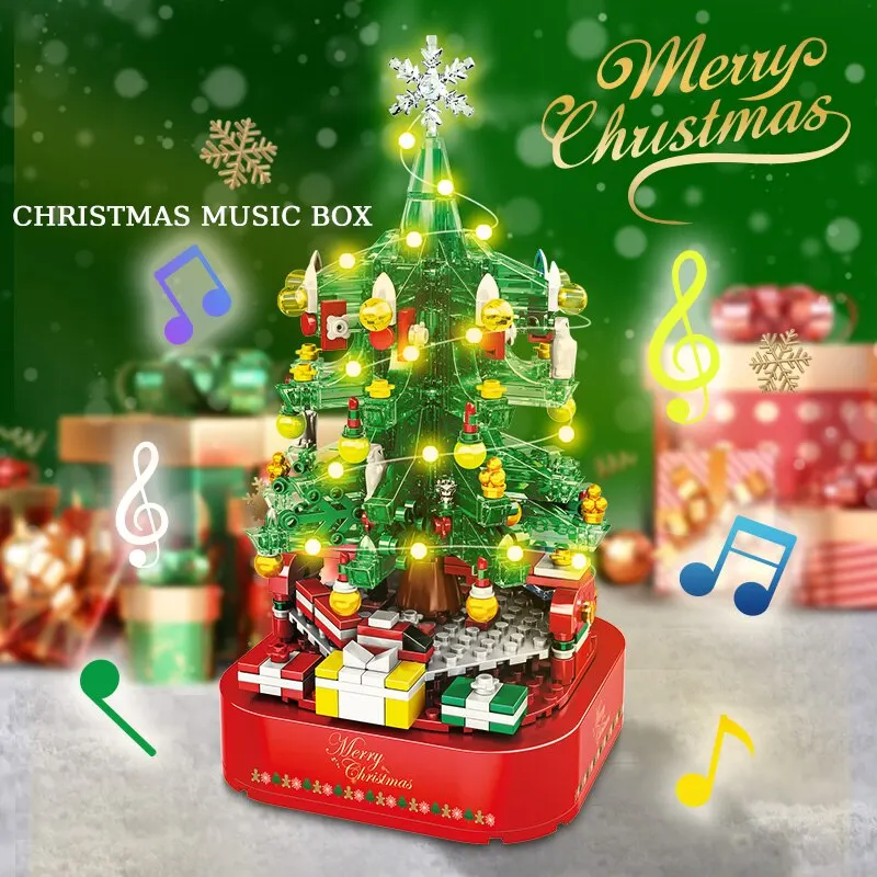 Christmas Tree 506pcs Building Kits-A Festive Build for Kids and Families DIY Music Box Creative Xmas Building Toy Set