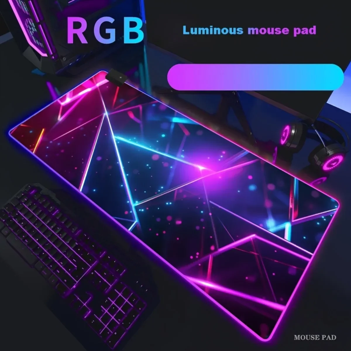 Smooth Extended RGB Gaming Mat Rubber Base Comfortable Non-Slip Touch Control Soft For Gamer Esports Pros Office Desk