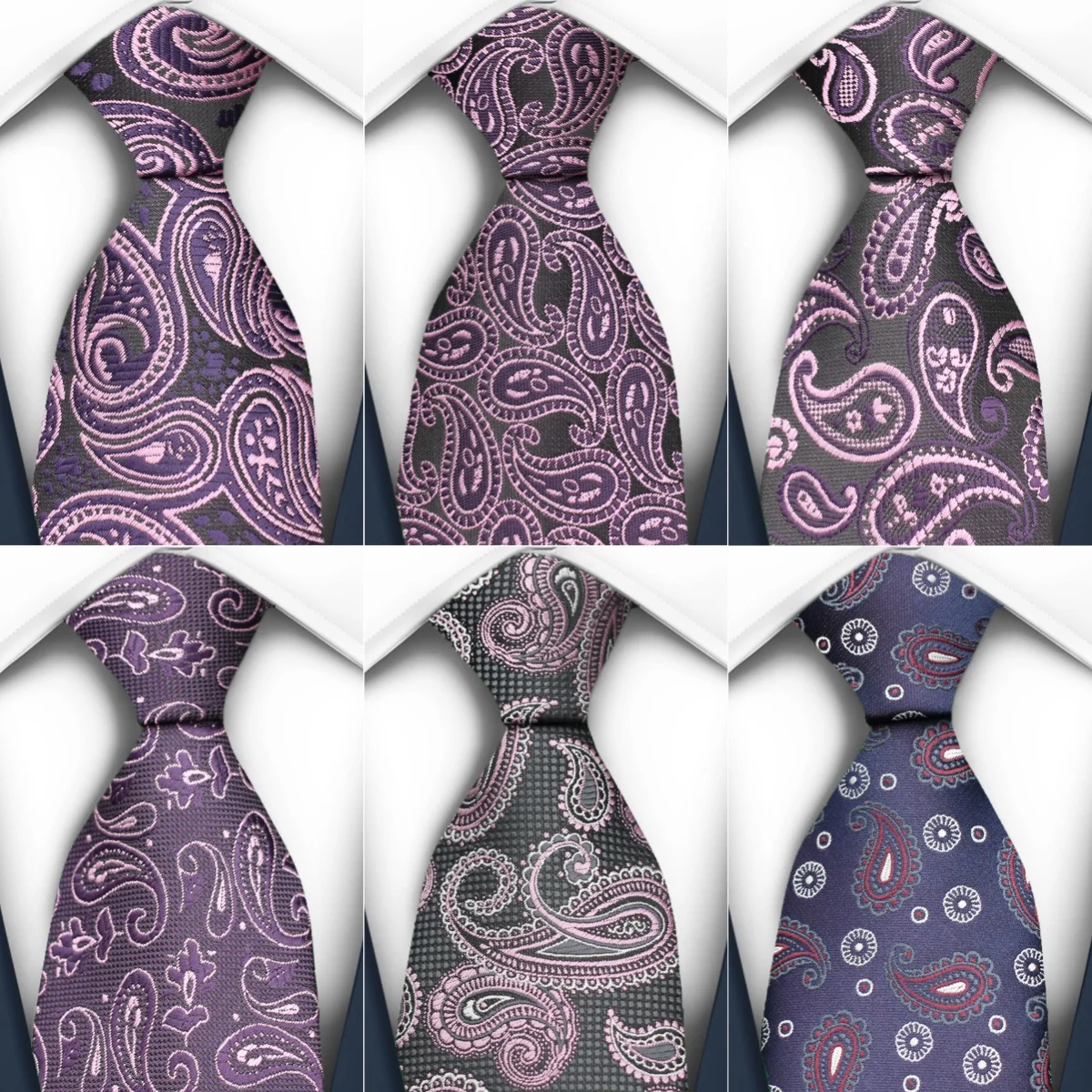 Lila Paisley 7cm Krawatte für Männer, handky Geschenk, modische Krawatte, Business Party Drop Shipping