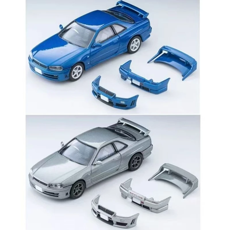 

Коллекционная модель автомобиля Tomytec 1:64 TLV-N353a Nissan 25GT, серебристо-синяя, из сплава, сувенир