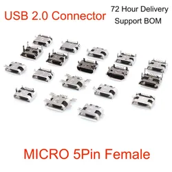 Presa connettore 8PCS-Micro 5pin Micor Usb Flat femmina Full SMT Mini connettore Micro USB Jack porta di ricarica trasmissione dati