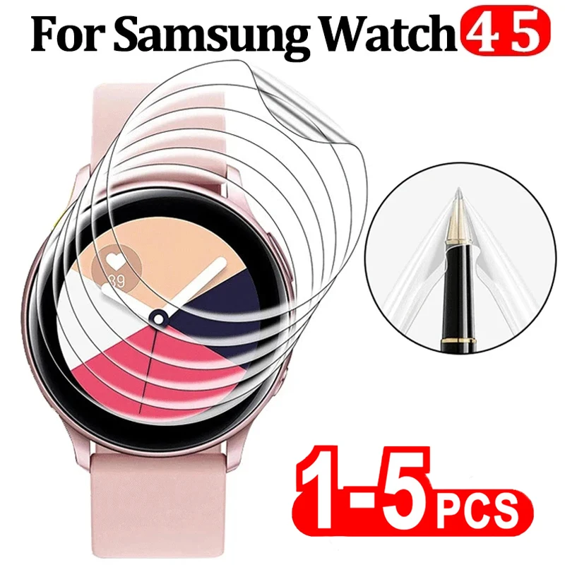 Protetor de tela cheia para Samsung Galaxy Watch 4, clássico 5 Pro, Active 2, filme hidrogel para Watch Gear S2, S3 Frontier Sport, 1-5pcs