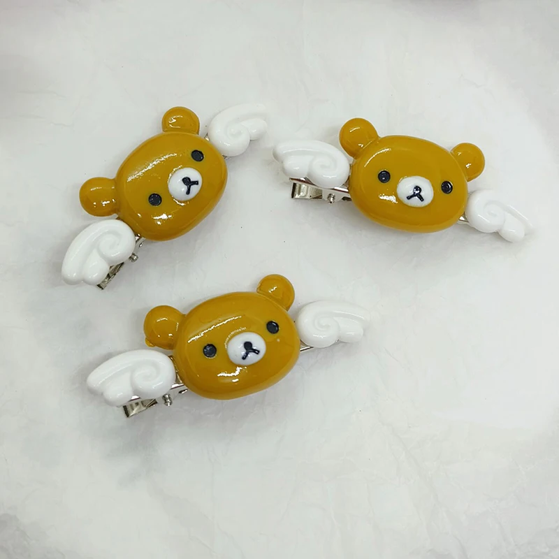 Neuer Verkaufsschlager: Kawaii Rilakkuma Engel-Haarspange, Cartoon Flügeliger Kleiner Bär, Pony-Seitenclip, Mädchen-Haarnadeln, Haaraccessoires, Geschenk
